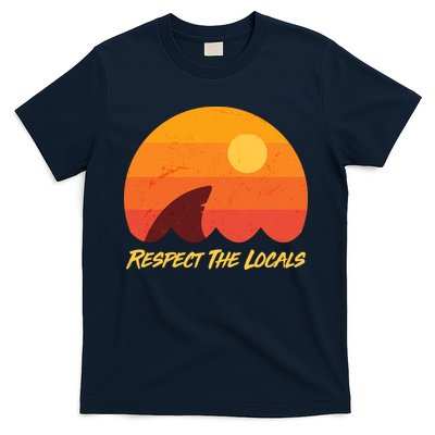 Vintage Sunset Shark Respect The Locals T-Shirt