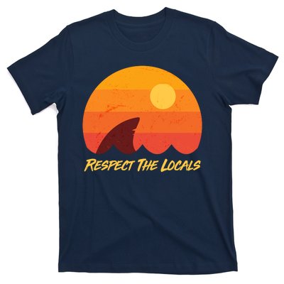 Vintage Sunset Shark Respect The Locals T-Shirt