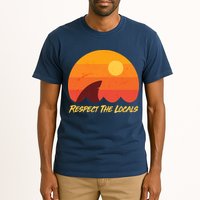 Vintage Sunset Shark Respect The Locals Tall T-Shirt