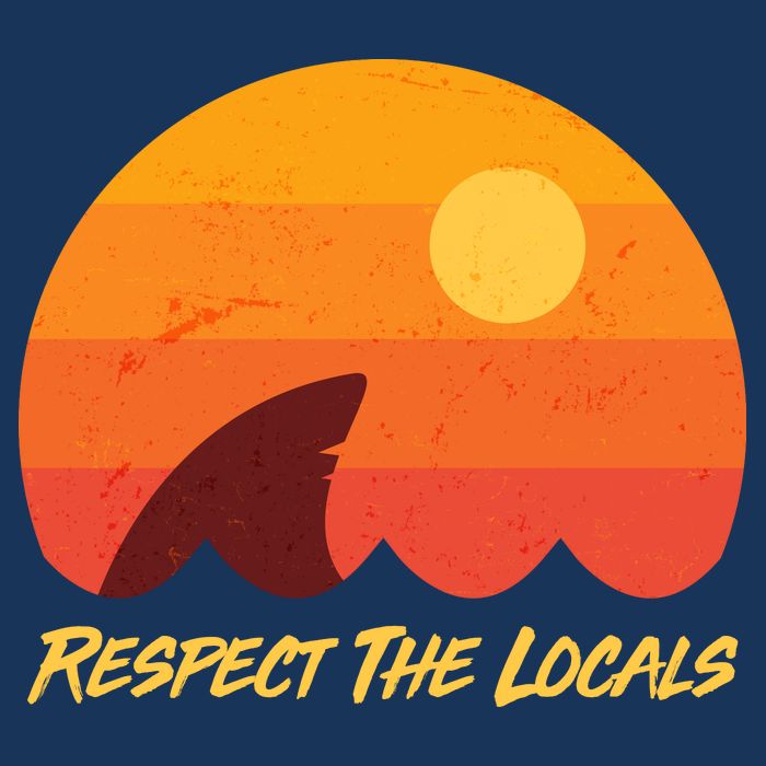 Vintage Sunset Shark Respect The Locals Tall T-Shirt