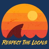 Vintage Sunset Shark Respect The Locals Button