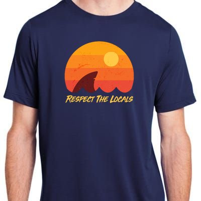 Vintage Sunset Shark Respect The Locals Adult ChromaSoft Performance T-Shirt