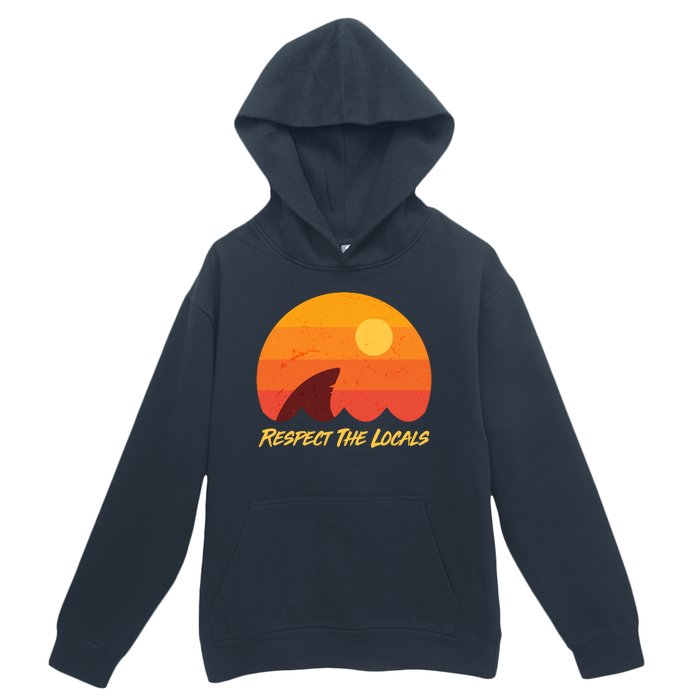 Vintage Sunset Shark Respect The Locals Urban Pullover Hoodie