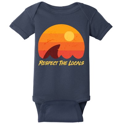 Vintage Sunset Shark Respect The Locals Baby Bodysuit