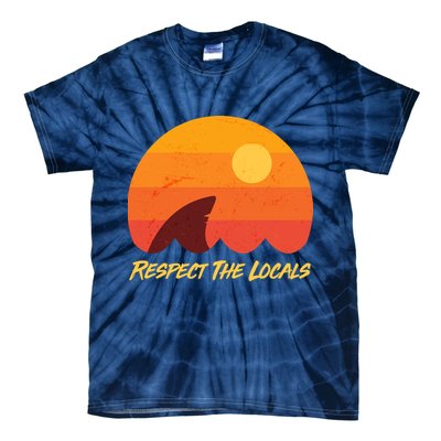 Vintage Sunset Shark Respect The Locals Tie-Dye T-Shirt
