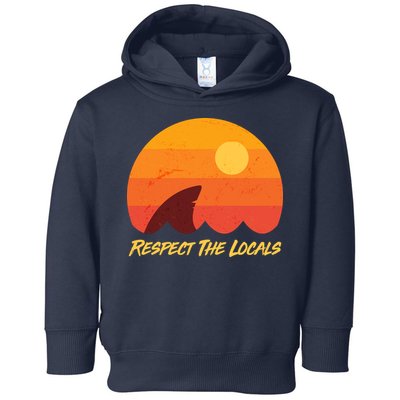 Vintage Sunset Shark Respect The Locals Toddler Hoodie