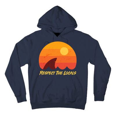 Vintage Sunset Shark Respect The Locals Tall Hoodie