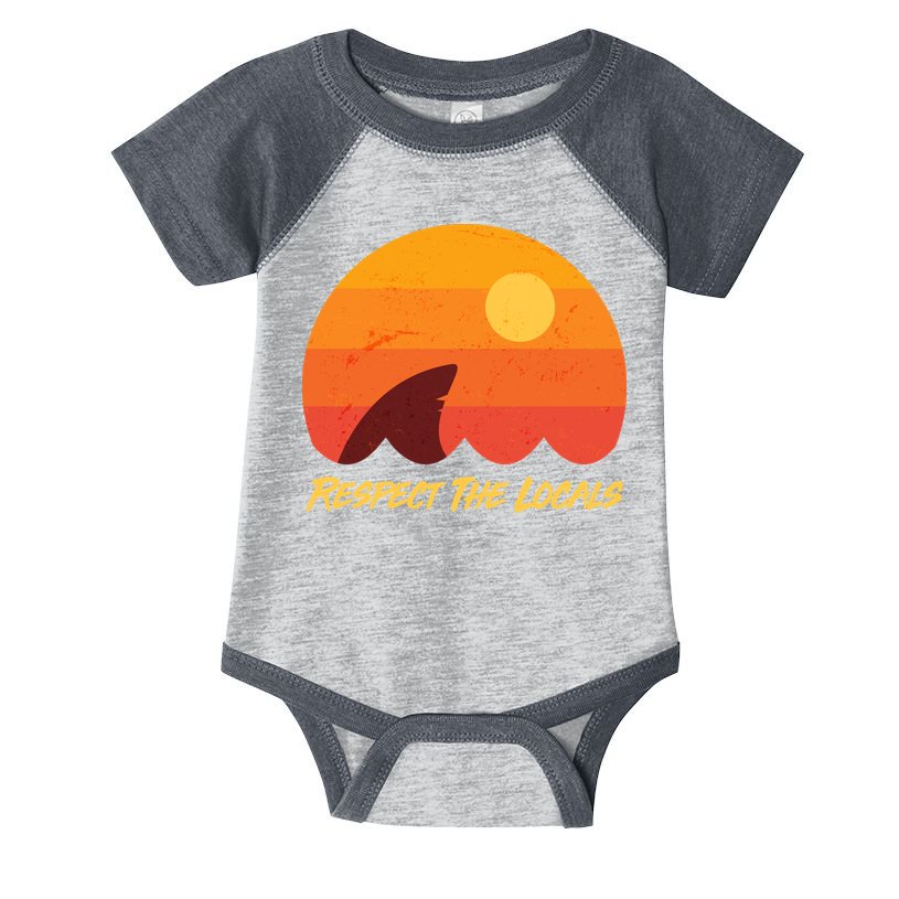 Vintage Sunset Shark Respect The Locals Infant Baby Jersey Bodysuit