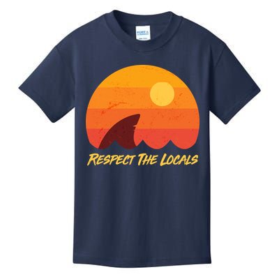 Vintage Sunset Shark Respect The Locals Kids T-Shirt