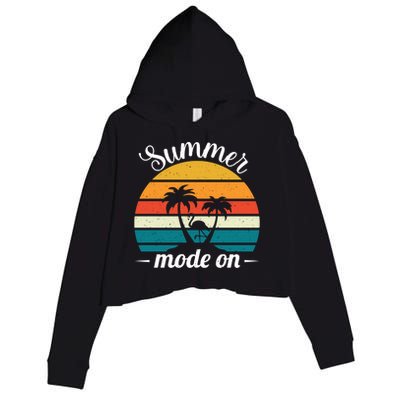 Vacation Summer Sunglasses And Palm Trees Vacay Mode Ocean Great Gift Crop Fleece Hoodie