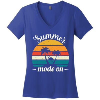 Vacation Summer Sunglasses And Palm Trees Vacay Mode Ocean Great Gift Women's V-Neck T-Shirt