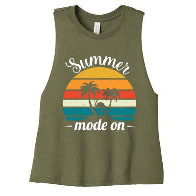 Vacation Summer Sunglasses And Palm Trees Vacay Mode Ocean Great Gift Women's Racerback Cropped Tank