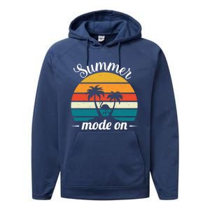 Vacation Summer Sunglasses And Palm Trees Vacay Mode Ocean Great Gift Performance Fleece Hoodie