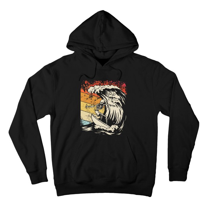 Vintage Surfing Skeleton Halloween Surfboard Hoodie