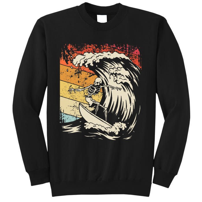 Vintage Surfing Skeleton Halloween Surfboard Sweatshirt