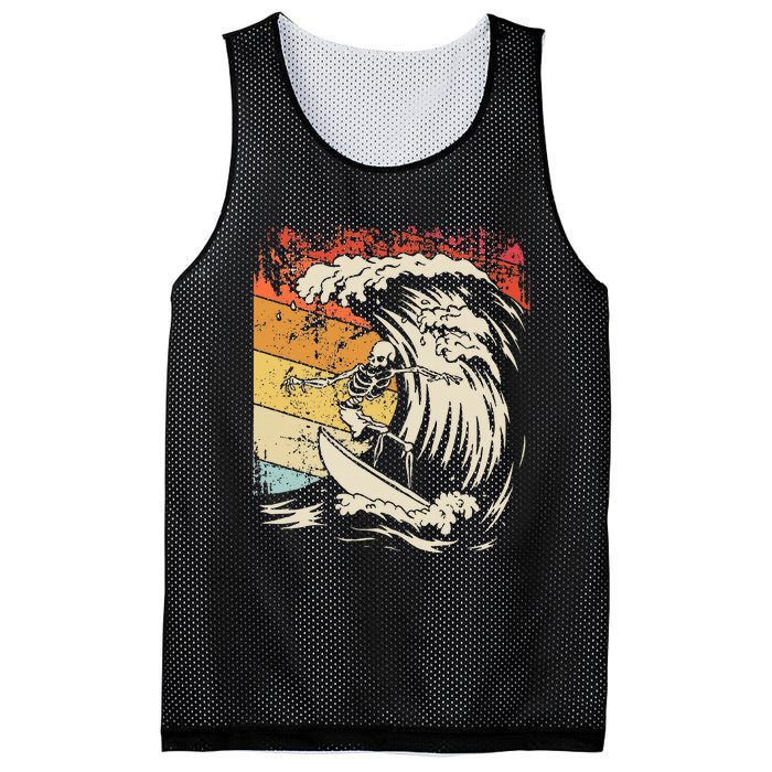 Vintage Surfing Skeleton Halloween Surfboard Mesh Reversible Basketball Jersey Tank