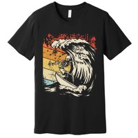 Vintage Surfing Skeleton Halloween Surfboard Premium T-Shirt