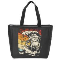 Vintage Surfing Skeleton Halloween Surfboard Zip Tote Bag