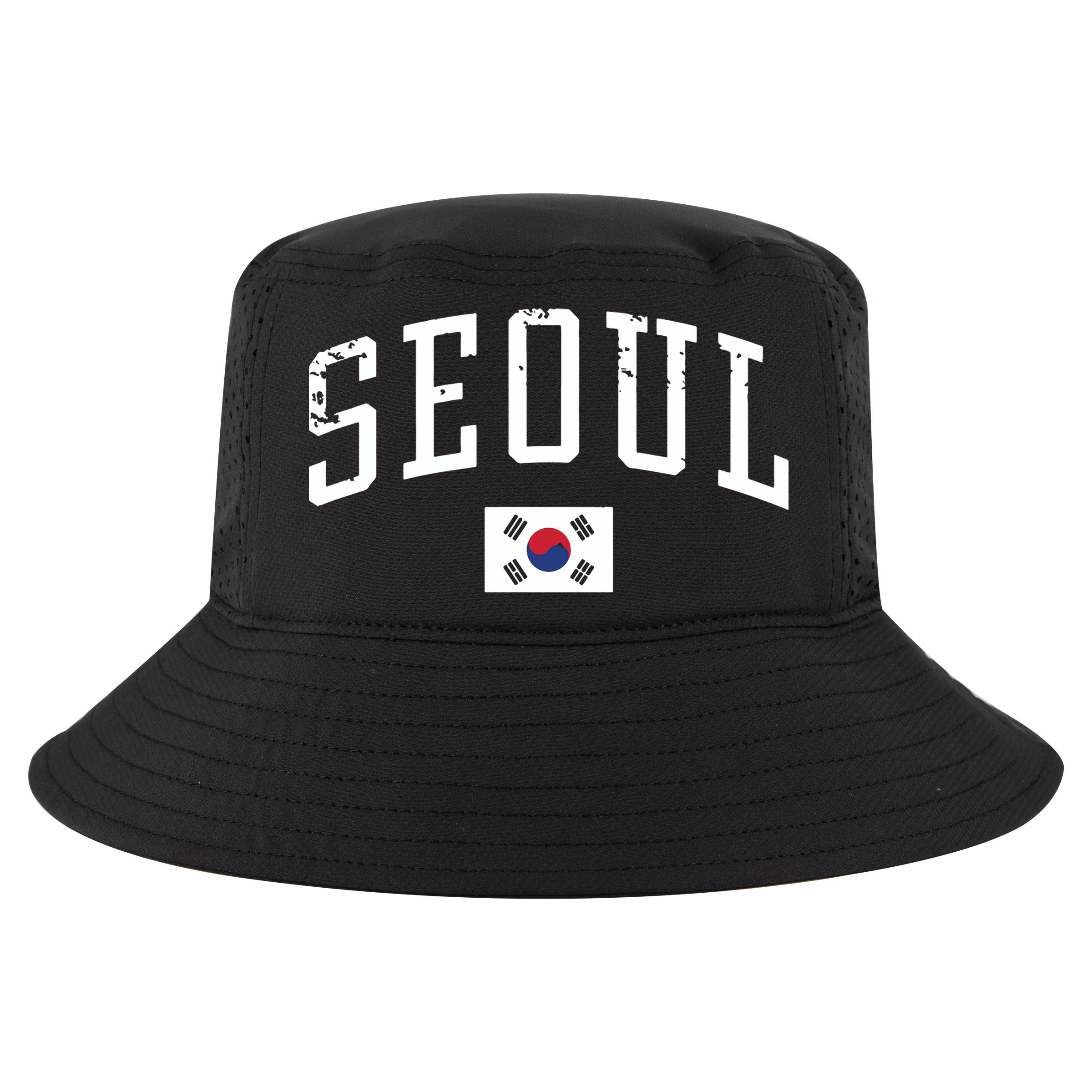 Vintage Seoul South Korea Country Flag Souvenir Vacation Cool Comfort Performance Bucket Hat