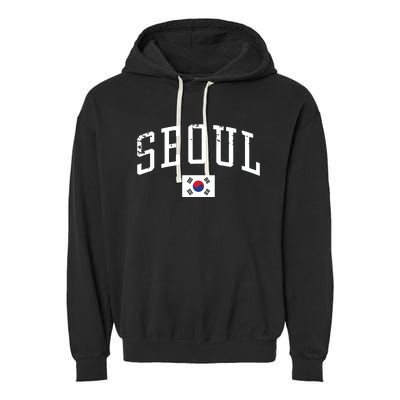 Vintage Seoul South Korea Country Flag Souvenir Vacation Garment-Dyed Fleece Hoodie