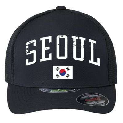 Vintage Seoul South Korea Country Flag Souvenir Vacation Flexfit Unipanel Trucker Cap