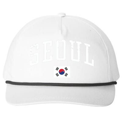 Vintage Seoul South Korea Country Flag Souvenir Vacation Snapback Five-Panel Rope Hat