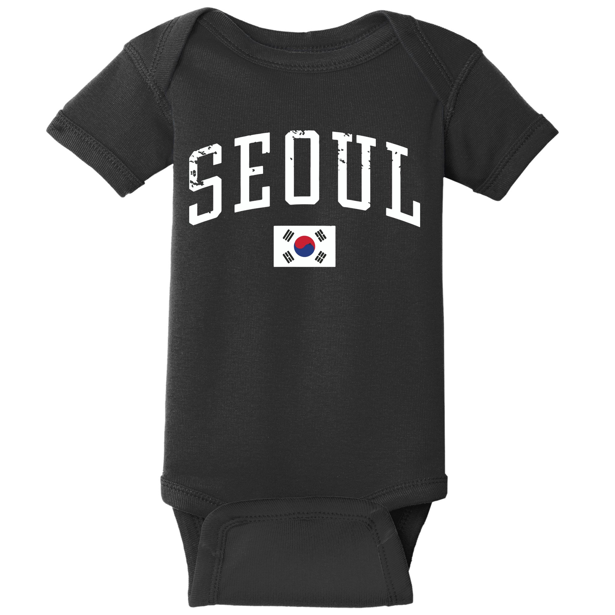 Vintage Seoul South Korea Country Flag Souvenir Vacation Baby Bodysuit