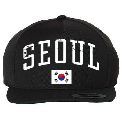 Vintage Seoul South Korea Country Flag Souvenir Vacation Wool Snapback Cap