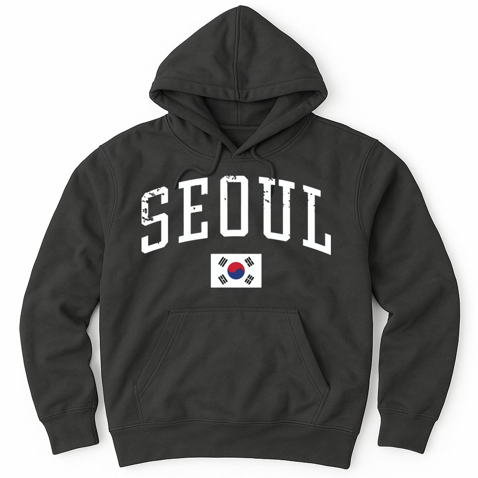 Vintage Seoul South Korea Country Flag Souvenir Vacation Hoodie