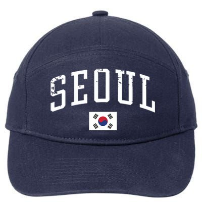 Vintage Seoul South Korea Country Flag Souvenir Vacation 7-Panel Snapback Hat