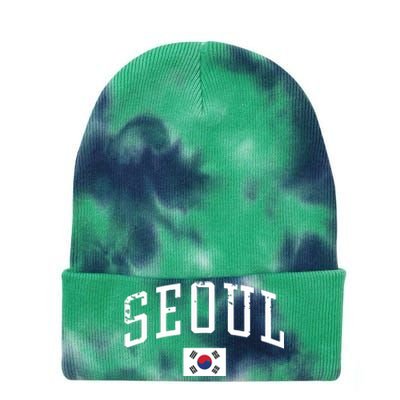 Vintage Seoul South Korea Country Flag Souvenir Vacation Tie Dye 12in Knit Beanie