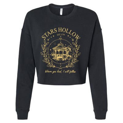 Vintage Style Stars Hallow Cropped Pullover Crew