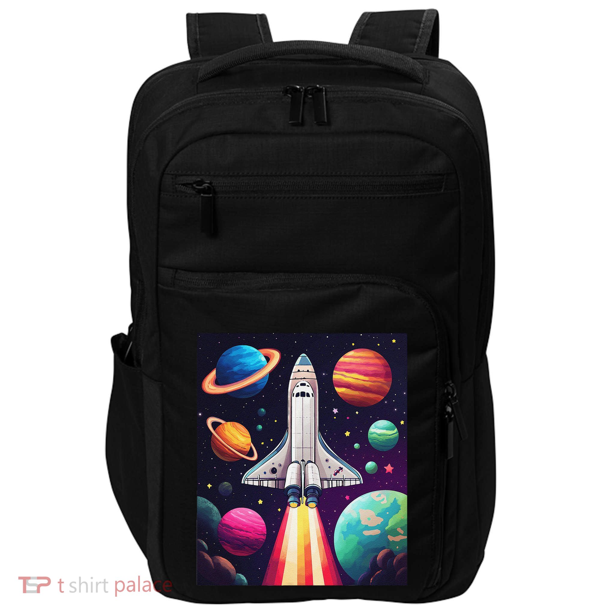 Vibrant Space Shuttle Rocket Launch Impact Tech Backpack