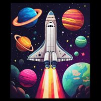 Vibrant Space Shuttle Rocket Launch Drawstring Bag