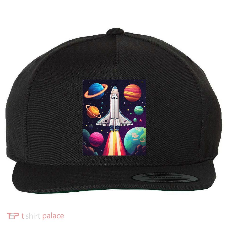 Vibrant Space Shuttle Rocket Launch Wool Snapback Cap