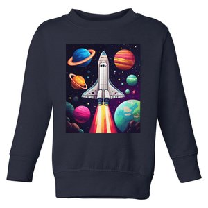 Vibrant Space Shuttle Rocket Launch Toddler Sweatshirt