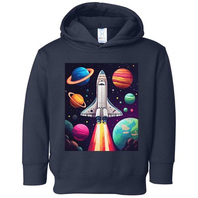 Vibrant Space Shuttle Rocket Launch Toddler Hoodie