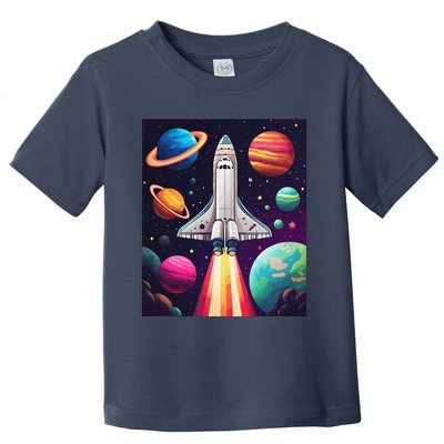 Vibrant Space Shuttle Rocket Launch Toddler T-Shirt