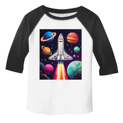 Vibrant Space Shuttle Rocket Launch Toddler Fine Jersey T-Shirt