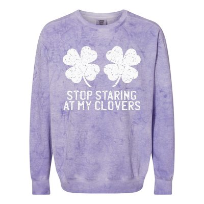 vintage stop staring at my clover shamrocks Colorblast Crewneck Sweatshirt