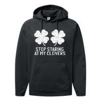 vintage stop staring at my clover shamrocks Performance Fleece Hoodie