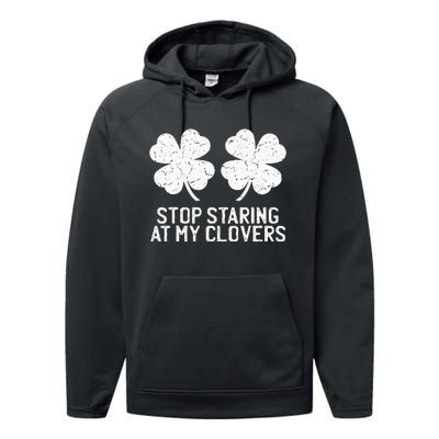 vintage stop staring at my clover shamrocks Performance Fleece Hoodie