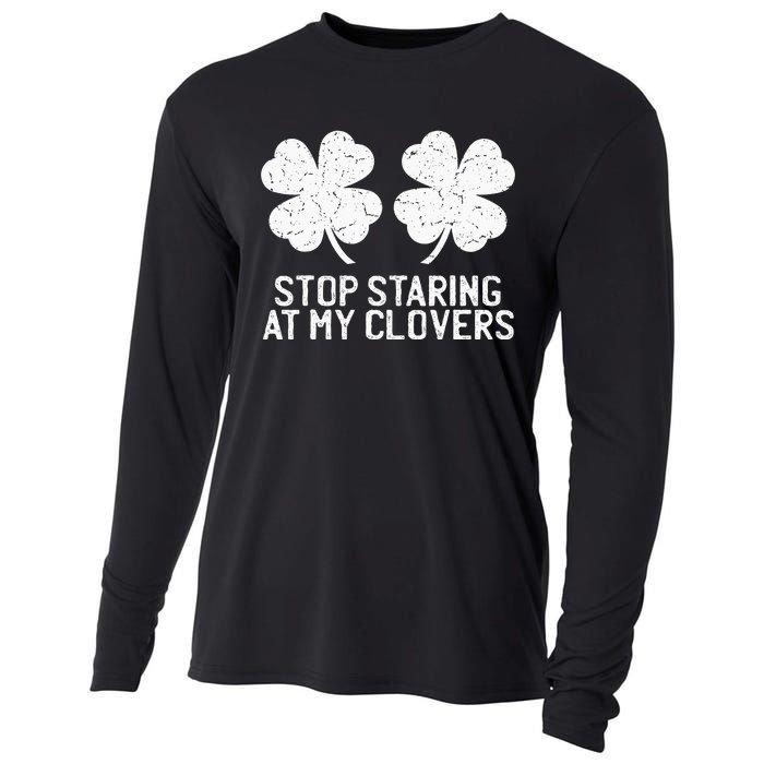 vintage stop staring at my clover shamrocks Cooling Performance Long Sleeve Crew