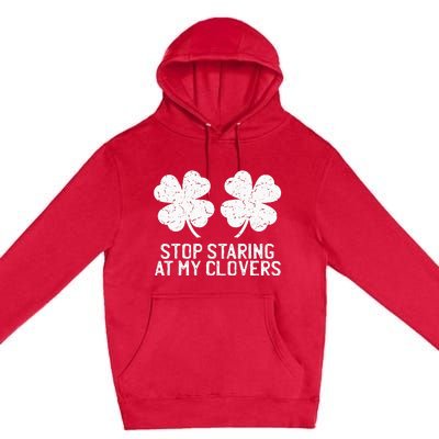 vintage stop staring at my clover shamrocks Premium Pullover Hoodie