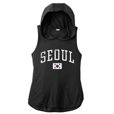 Vintage Seoul South Korea Country Flag Souvenir Vacation Ladies PosiCharge Tri-Blend Wicking Draft Hoodie Tank