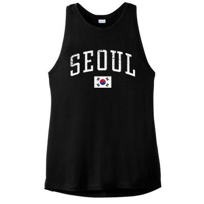 Vintage Seoul South Korea Country Flag Souvenir Vacation Ladies PosiCharge Tri-Blend Wicking Tank