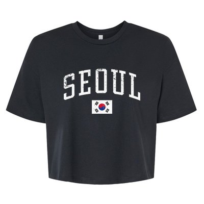 Vintage Seoul South Korea Country Flag Souvenir Vacation Bella+Canvas Jersey Crop Tee