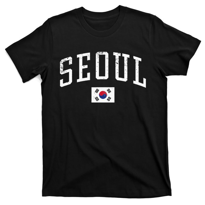 Vintage Seoul South Korea Country Flag Souvenir Vacation T-Shirt