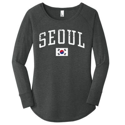 Vintage Seoul South Korea Country Flag Souvenir Vacation Women's Perfect Tri Tunic Long Sleeve Shirt