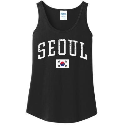 Vintage Seoul South Korea Country Flag Souvenir Vacation Ladies Essential Tank